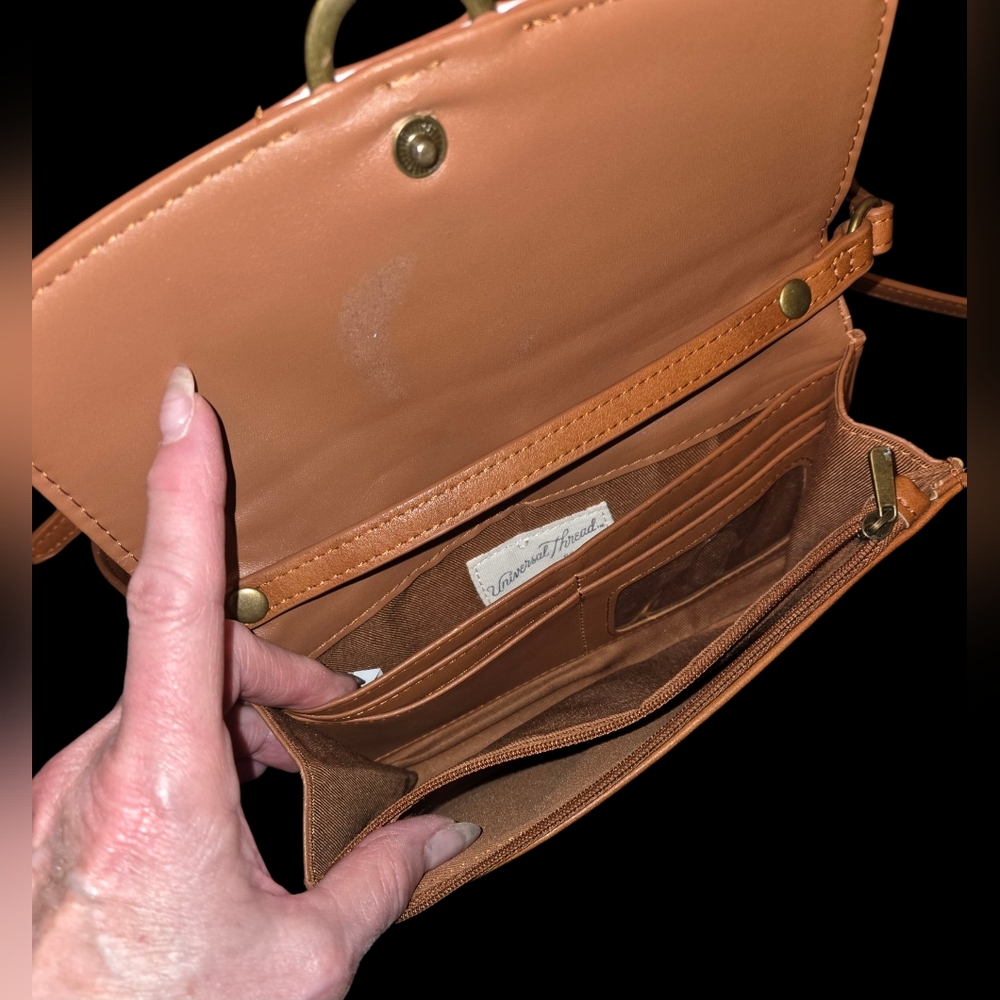 Universal Thread Brown Crossbody Snap Closure Pur… - image 3